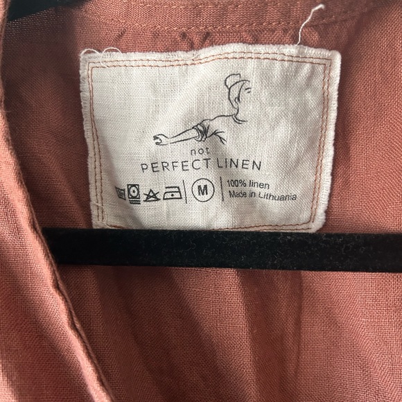 Not Perfect Linen Wrap Jumpsuit in Creamy Brown - Size Medium - Picture 3 of 4